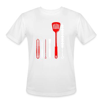American Grillmaster USA Flag Smoking Barbeque - Men's Moisture Wicking Performance T-Shirt - white - Front - Jackson (183cm)
