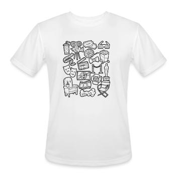Cinema Doodles Movies Screen Popcorn - Men's Moisture Wicking Performance T-Shirt - white - Front - Jackson (183cm)