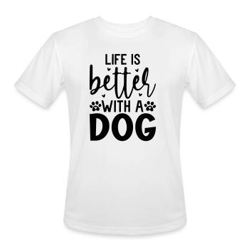 Life is Better With a Dog Hand Lettering - Men's Moisture Wicking Performance T-Shirt - white - Front - Jackson (183cm)