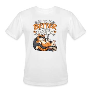 Life Is Better With Cats – Cute Funny Cat Lover - Men's Moisture Wicking Performance T-Shirt - white - Front - Jackson (183cm)