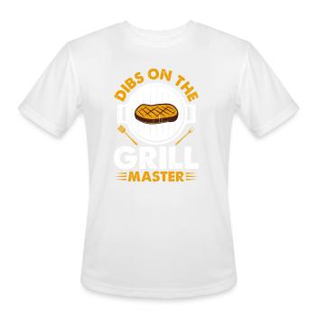 Dibs On The Grillmaster Barbeque Grilling Meat - Men's Moisture Wicking Performance T-Shirt - white - Front - Jackson (183cm)