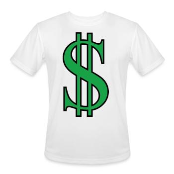 green dollar sign - Men's Moisture Wicking Performance T-Shirt - white - Front - Jackson (183cm)