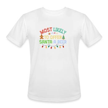 Most Likely To Offer Santa A Beer Funny - Men's Moisture Wicking Performance T-Shirt - white - Front - Jackson (183cm)