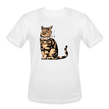 Cat Smoking - Men's Moisture Wicking Performance T-Shirt - white - Front - Jackson (183cm)