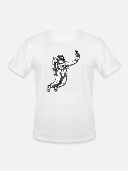 Space Astronaut Selfie - Men's Moisture Wicking Performance T-Shirt - white