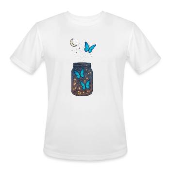 Magical Blue Butterflies in Jar with Moonlight - Men's Moisture Wicking Performance T-Shirt - white - Front - Jackson (183cm)