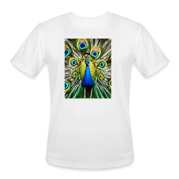 Vivid Peacock Plumage - Men's Moisture Wicking Performance T-Shirt - white - Front - Jackson (183cm)
