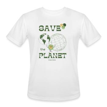 Save the Planet Eco Globe Floral Design - Men's Moisture Wicking Performance T-Shirt - white - Front - Jackson (183cm)