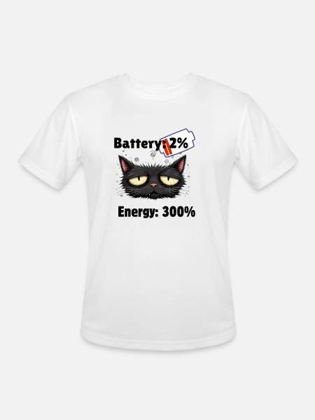 Battery 2% energyn300% - Men's Moisture Wicking Performance T-Shirt - white