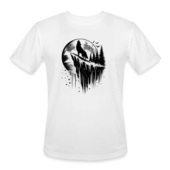 Howling wolf silhouette - Men's Moisture Wicking Performance T-Shirt - white - Front - Jackson (183cm)