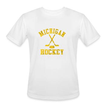 Vintage Michigan Hockey - Men's Moisture Wicking Performance T-Shirt - white - Front - Jackson (183cm)