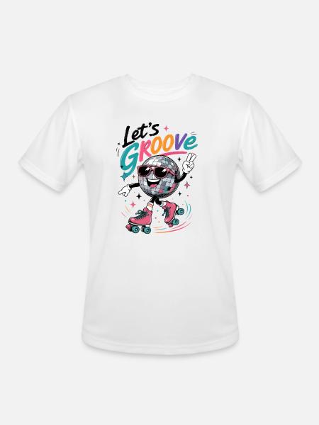 "Let's Groove" Retro Roller-Skating Disco - Men's Moisture Wicking Performance T-Shirt - white