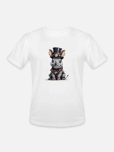 Well-dressed rhinoceros - Men's Moisture Wicking Performance T-Shirt - white