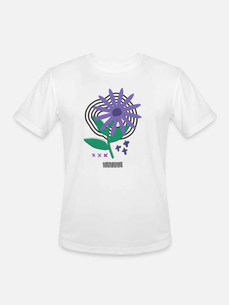 Bloom Code – Risograph Flower Art - Men's Moisture Wicking Performance T-Shirt - white