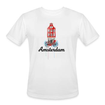 Amsterdam Bicycle on Red Facade - Men's Moisture Wicking Performance T-Shirt - white - Front - Jackson (183cm)