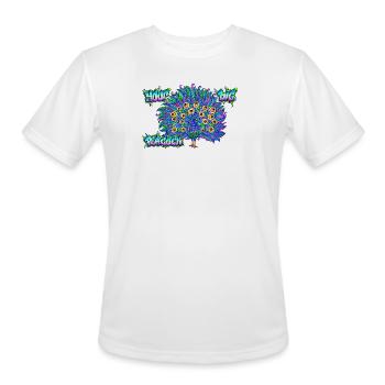 Vibrant Graffiti Peacock Burst - Men's Moisture Wicking Performance T-Shirt - white - Front - Jackson (183cm)