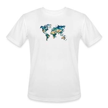 Colorful World Map Artistic Watercolor Earth Graph - Men's Moisture Wicking Performance T-Shirt - white - Front - Jackson (183cm)