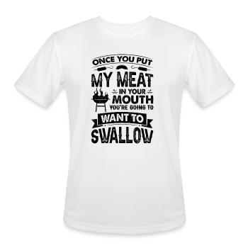 Funny Barbeque Grillmaster Grilling Meat BBQ - Men's Moisture Wicking Performance T-Shirt - white - Front - Jackson (183cm)