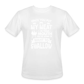Funny Barbeque Grillmaster Grilling Meat BBQ - Men's Moisture Wicking Performance T-Shirt - white - Front - Jackson (183cm)