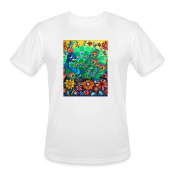 A peacock among the flowers - Men's Moisture Wicking Performance T-Shirt - white - Front - Jackson (183cm)