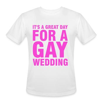 it s a great day for a gay wedding - Men's Moisture Wicking Performance T-Shirt - white - Front - Jackson (183cm)