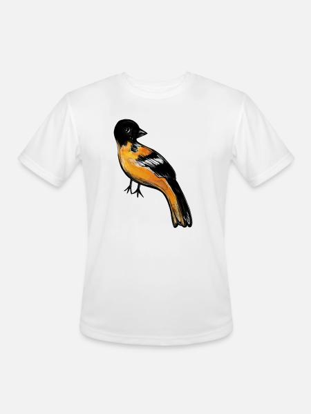 Ember Robin on Midnight - Men's Moisture Wicking Performance T-Shirt - white