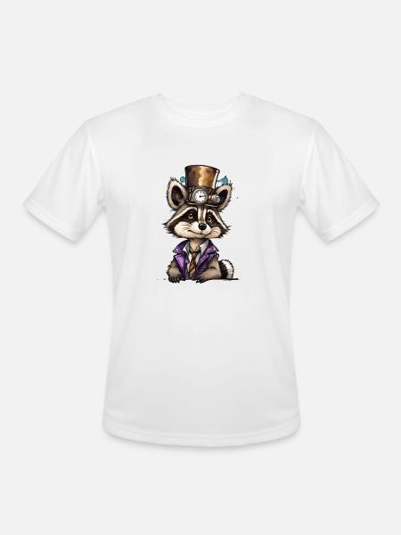Well-dressed raccoon - Men's Moisture Wicking Performance T-Shirt - white