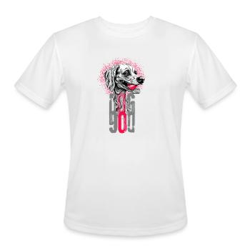 Playful Dog Illustration with Bold Typography - Men's Moisture Wicking Performance T-Shirt - white - Front - Jackson (183cm)