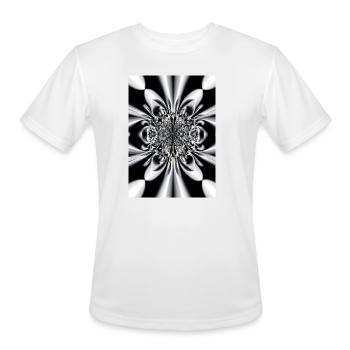 Monochrome Kaleido Burst Optical Illusion - Men's Moisture Wicking Performance T-Shirt - white - Front - Jackson (183cm)