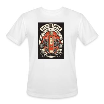 Gasoline Power Vintage Motorcycle Emblem - Men's Moisture Wicking Performance T-Shirt - white - Front - Jackson (183cm)