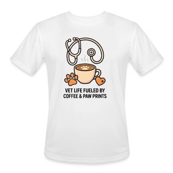 Vet Cafe Paw Latte - Men's Moisture Wicking Performance T-Shirt - white - Front - Jackson (183cm)