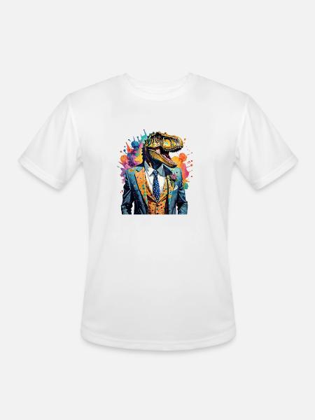 Dinosaur in suit - Men's Moisture Wicking Performance T-Shirt - white