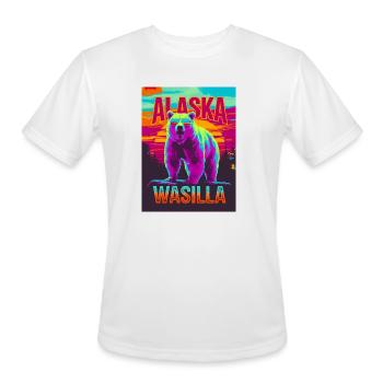 Wasilla Alaska Poster – Pop art Bear Sunset - Men's Moisture Wicking Performance T-Shirt - white - Front - Jackson (183cm)