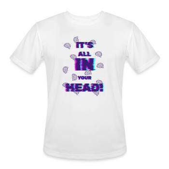 Live Your Head: Neon Glitch Brains - Men's Moisture Wicking Performance T-Shirt - white - Front - Jackson (183cm)