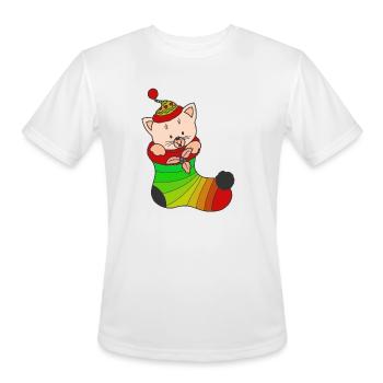 Little Cat in a Bit Sock - Men's Moisture Wicking Performance T-Shirt - white - Front - Jackson (183cm)