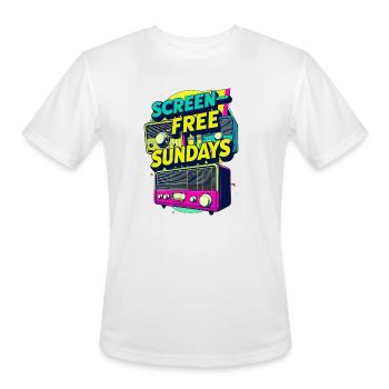 Retro Waves Screen-Free Sundays - Men's Moisture Wicking Performance T-Shirt - white - Front - Jackson (183cm)