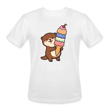 Otter Rainbow Ice Cream Cone - Men's Moisture Wicking Performance T-Shirt - white - Front - Jackson (183cm)