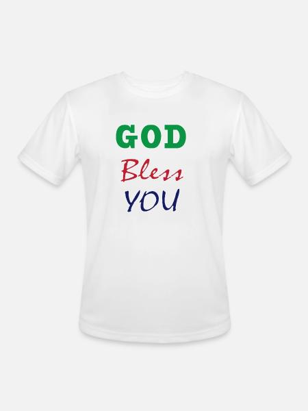 GOD BLESS YOU - Men's Moisture Wicking Performance T-Shirt - white