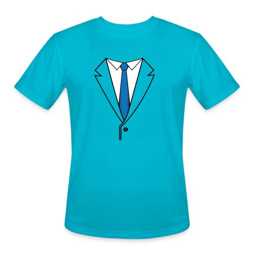 Suit with Blue Tie - Men's Moisture Wicking Performance T-Shirt
