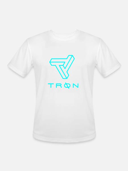 Tron Inspired Cyan Logo - Men's Moisture Wicking Performance T-Shirt - white