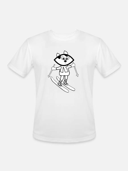 Black fractal cat skiing - Men's Moisture Wicking Performance T-Shirt - white
