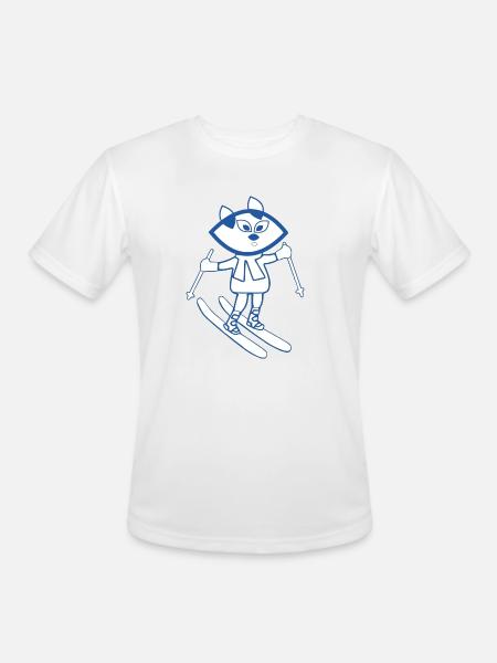 Blue cat skiing - Men's Moisture Wicking Performance T-Shirt - white