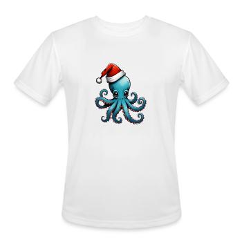 Octopus with Santa hat - Men's Moisture Wicking Performance T-Shirt - white - Front - Jackson (183cm)