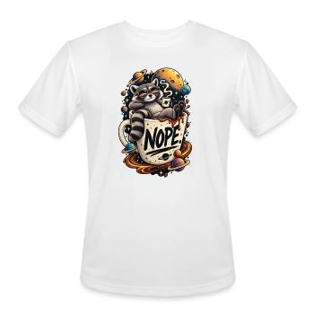 Cosmic Cat Mug: Space Latte Vibe - Men's Moisture Wicking Performance T-Shirt - white - Front - Jackson (183cm)