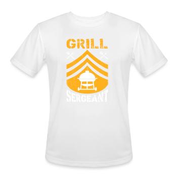 Grill Sergeant Grillmaster Barbeque Grilling Meat - Men's Moisture Wicking Performance T-Shirt - white - Front - Jackson (183cm)
