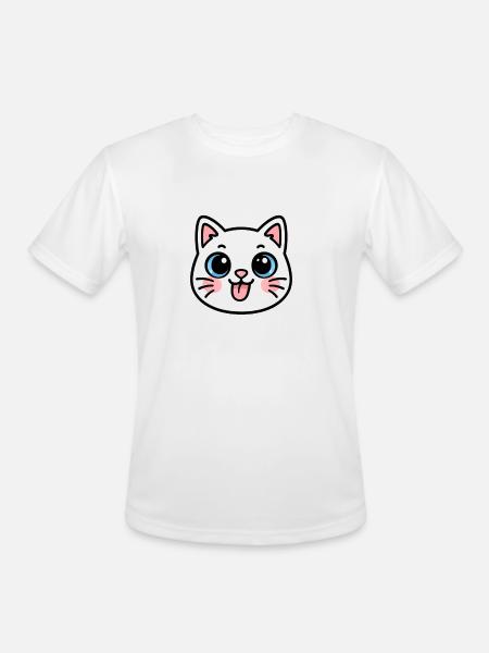 Kawaii Black Cat Face - Men's Moisture Wicking Performance T-Shirt - white
