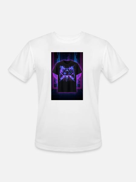 Neon Circuit Controller Glow - Men's Moisture Wicking Performance T-Shirt - white