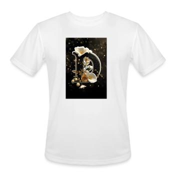 Luxury Gold & Black Floral Letter D - Elegant Mono - Men's Moisture Wicking Performance T-Shirt - white - Front - Jackson (183cm)