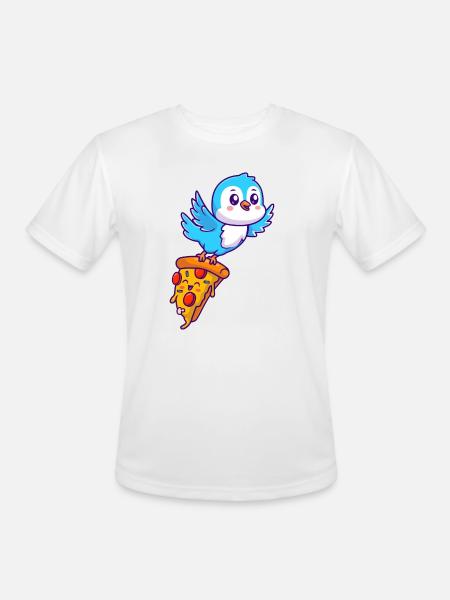 Pizza Pal Penguin on Slice - Men's Moisture Wicking Performance T-Shirt - white