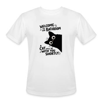 Welcome to the Bathroom A Cat Will Be With You - Men's Moisture Wicking Performance T-Shirt - white - Front - Jackson (183cm)